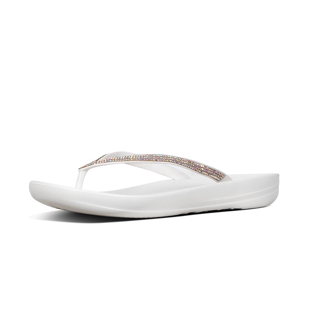 Fitflop Womens Flip-flops White - Iqushion Sparkle Ergonomic - 89AWYHBFC